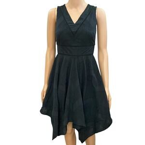 Cece Eyelet Midi Dress Size 0 Handkerchief Hem Casual Boho Black Fit And Flare